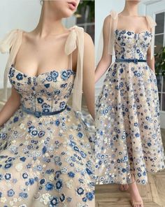 Tea Length Prom Dress Tulle, Tea Length Prom Dress, Blue Tea, Evening Party Dress, Tea Length, Fancy Dresses, A Dress, Dream Dress