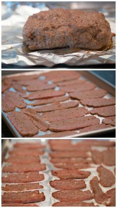 the process of making hamburger patties is shown here