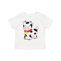 Friendly Cow Wearing a Bell Toddler T-Shirt great for the farm animal lover A toddler-soft cotton tee in look-at-me, big kid colors. 4.5 oz., 100% combed ringspun cotton. White is sewn with 100% cotton thread. Topstitched rib crew neck. Double-needle stitched sleeves and bottom hem. Shoulder-to-shoulder taping. Toddler T-Shirt. Size: 3T.  Gender: male. Cow Boys, Cow Gifts, Kids Clothes Boys, Girl T Shirt, Baby T Shirt, Baby Boy Or Girl, Girls Toddler, Farm Animal, Baby Boy Gifts