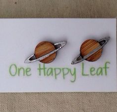 Saturn planet stud earrings with silver toned by onehappyleaf #lasercut #eco #wood #jewelry Saturn Planet, Lasercut Design, Wood Jewelry, Laser Cut, Silver Tone, Arts And Crafts, Stud Earrings, My Style, Wood