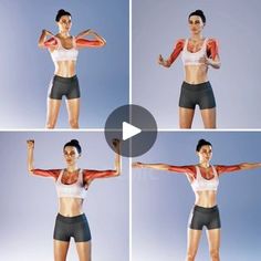 four photos of a woman doing different exercises