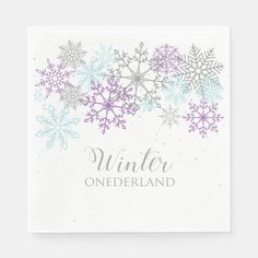 a card with snowflakes on it that says winter onederland