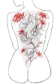 a drawing of a woman's back with blood splatters on it