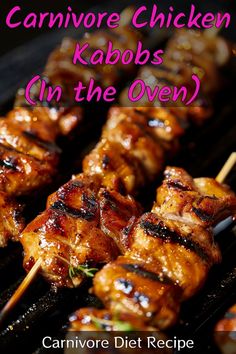 an image of chicken kabobs on the grill with text overlay that reads, can anyone chicken kabobs on the oven?