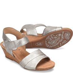 Comfortable Cushioned Wedge Sandals With Round Toe, Comfortable Wedge Heel Slingback Sandals With Arch Support, Cushioned Footbed Wedge Sandals, Comfortable Slip-on Wedge Sandals With Ortholite Insole, Comfortable Medium Width Sandals, Comfortable Wedge Sandals With Arch Support, Comfortable Closed-toe Wedge Sandals With Arch Support, Comfortable Wedge Heels With Cushioned Footbed, Comfortable Spring Wedge Sandals With Ortholite Insole