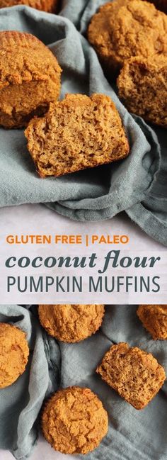 gluten free paleo coconut hour pumpkin muffins with text overlay