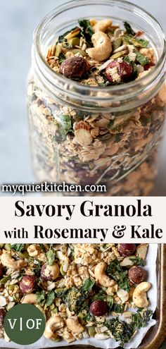 savory granola with rosemary and kale