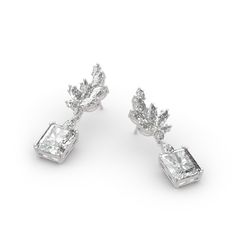 In all their formal elegance, these leaf design drop earrings are unsurpassed with magnificence and sparkle. Crafted in sterling silver, each earring features a radiant cut stone sparkling crazily on your ear, while glistening marquise cut stones complete the leaf design. A stylish anytime choice, these vintage earrings are a must-have for your jewelry box.Carat Weight: 4.5 ctStone Size: 2*4,3*6,2*3 mmStone Type: Jeulia® StoneNumber of Stones: 16 Stone Shape: MarquiseStone Color: Diamond WhiteWe Silver Earrings Online, Cut Earrings, Radiant Cut, Pretty Earrings, Online Earrings, Marquise Cut, Leaf Design, Emerald Cut, Quality Jewelry