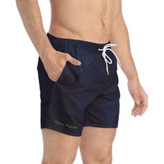 Nothing can swoosh down the summer heat like a dive into the sea - or into the nearest pool. These 'Aloha Pickles' Navy Blue Abstract Men's swim trunks are here! These swim trunks will help any man conquer the summer season in custom style with Aloha Pickles! .: Material: 100% polyester .: Mesh-lined side pockets .: Extra light fabric (3.54 oz/yd² (120 g/m .: Fast-dry fabric .: Mesh basket lining  .: Printed care label inside .: Drawstring waist Navy Shorts For Pool And Beach Season, Blue Swimwear With Pockets For Surfing, Navy Shorts For Beach Season, Navy Shorts For Swimming During Beach Season, Navy Shorts For Swimming, Beach Season, Blue Moisture-wicking Athletic Shorts For Poolside, Sporty Swimwear With Pockets For Surfing, Blue Beachwear Athletic Shorts For Pool, Blue Sporty Athletic Shorts For Surfing