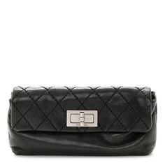 This is an authentic CHANEL Lambskin Quilted 2.55 Reissue Pouch in Black. This stylish clutch wallet is crafted of textured diamond quilted calfskin leather in black. The bag features a silver mademoiselle lock on the front flap. This opens to a black fabric interior with a zipper compartment. Formal Quilted Rectangular Clutch, Formal Quilted Clutch, Luxury Quilted Clutch For Formal Occasions, Luxury Quilted Clutch For Formal Events, Elegant Quilted Clutch For Formal Occasions, Classic Leather Clutch With Silver-tone Hardware, Elegant Quilted Wallet For Formal Occasions, Formal Leather Clutch With Silver-tone Hardware, Elegant Quilted Wallets For Formal Occasions