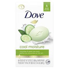 REFRESHES SKIN: Dove Cool Moisture Beauty Bar combines the refreshing scents of cucumber and green tea with Dove mild cleansers for skin care to revitalize both your senses and your skin. MILD and MOISTURIZING: With  moisturizing cream, Dove Beauty Bar helps your skin maintain its natural moisture barrier and keeps skin hydrated as part of your skin care routine. VERSATILE CLEANSER: The unique formulation for effective skin care can be enjoyed by the entire family as this all-in-one cleanser nourishes your face, body, and hands for beautiful skin. EFFECTIVE CLEANSING: Wash away dirt and germs, without drying your skin like ordinary bath soap can. This beauty bar is gentle enough to use every day on your body and your face. THOUGHTFULLY MADE SKIN CARE: This Beauty Bar is Certified Cruelty-F Dove Skin Care, Green Tea Scent, Dove Bar Soap, Cucumber Green Tea, Dove Bar, Dove Beauty Bar, Green Tea Soap, Tea Soap, Dove Beauty