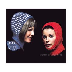 Two Knit Hat Patterns Vintage Scarfed Hood & by DigitalPatternShop Knitted Winter Balaclava For Outdoor, Vintage Winter Crochet Hat, Withering Heights, Cozy Knitted One-size Balaclava, Womens Winter Hats, Knitted Balaclava Inspire Uplift ⭐, Balaclava Pattern, Knitted One-size Hooded Balaclava, Helmet Hood