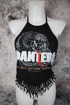 To see new products and sales go directly to my website tormentor237.bigcartel.com Pantera halter top Customized from an officially licensed T-Shirt Ripped at the bottom Strap to tie behind the neck Size M/L Flat measurements: Bust: 18" (46cm) Waist: 16.5" (42cm) Please note: All sales are final. Check the measurements carefully and make sure you agree to the terms and conditions before each order. Packages are all sent with a tracking number. Do not hesitate to contact me if you have any questi Tie Dye Patterns Diy, Dye Patterns, Diy Tie, Tie Dye Diy, Diy Fashion Clothing, Concert Shirts, Halter Tops, Cropped Tube Top, Tie Dye Patterns