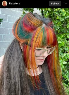 Ginger And Colorful Hair, Crazy Hair Dye Ideas, Autumn Hair Dye, Fairy Hair Color, Remedies For Thinning Hair, Halloween Hair Dye, Dyed Bangs, Exotic Hair Color