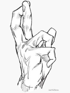 a drawing of a hand holding something in it's right hand with the thumb up