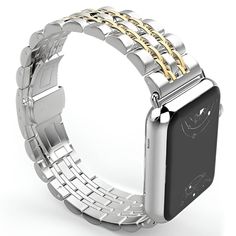 The Sierra stainless steel Apple band + case is integrated and creates a unique style suitable for anyone that wants to give a classic look to their iWatch. The Sierra apple watch strap protects your watch completely. Compatible with all apple watch series and easily adjusted to suit most wrist sizes. Features: High hardness wear-resistant steel does not scratch. Triple safety folding clasp and push-piece opening mechanism. The band comes with watch lugs on both ends, which locks onto the watch easily. Band interfaces precisely and securely. Easy and direct installation and removal. Adopt unique triple safety folding clasp, firmly closed, and prevents loosening automatically, easy to take on / off Stainless steel band with fine buffing and brushed finish, it gives a classy look to your App Modern Rectangular Stainless Steel Watch Bands, Modern Stainless Steel Rectangular Watch Bands, Modern Rectangular Stainless Steel Apple Watch Band, Modern Silver Watches, Modern Silver Band Watch, Stainless Steel Bracelet Strap Apple Watch Band, Adjustable Stainless Steel Watch Bands, Adjustable Modern Stainless Steel Apple Watch Band, Apple Band