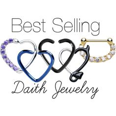 three different types of piercings with the words best selling on them in black, white and blue