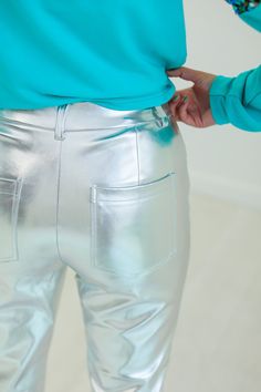 These silver Change of Pace Metallic Pants are just what you need to switch up your wardrobe! Made of high-quality PU leather, these straight cut pants are sure to turn heads with their stylish metallic shine. Complete with two side pockets, these pants will stay comfortable no matter where your day takes you. So switch up the pace with these hot metallic pants.Model & Fit: Model:Penny (5'7 and Size 4 or S) is wearing a size Small Elena (5' 8" and size 6 or S)is wearing a size Small Runs small, Straight Cut Pants, Pants Model, Metallic Pants, Straight Cut, Free Giveaway, Penny, Pu Leather, Matter, Size 4