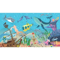 an underwater scene with many different types of animals