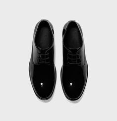 Black Patent Leather Shoes – The Black Tux - Buy New Modern Patent Leather Dress Shoes With Glossy Finish, Classic Brogue Loafers For Party, Classic Party Loafers With Brogue Detailing, Sleek Patent Leather Dress Shoes With Round Toe, Formal Patent Leather Dress Shoes With Glossy Finish, Black Glossy Finish Dress Shoes With Plain Toe, Sleek Patent Leather Dress Shoes, Classic Wingtip Loafers For Party, Sleek Fitted Patent Leather Dress Shoes