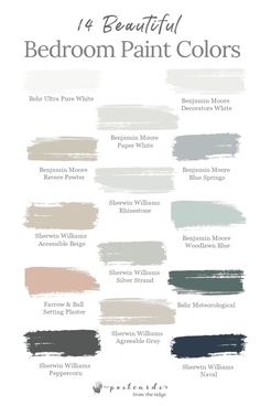 the different shades of paint that are used to create this color scheme for bedroom walls