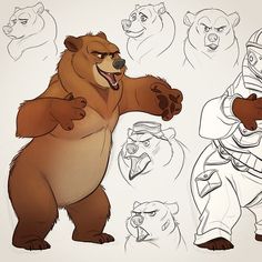 an image of a bear character in various poses