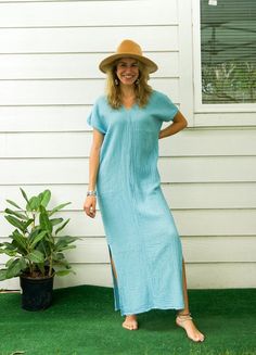 "* Bohemian Style Dress  * One Size Fits Most (US Women's S-2XL) * Organic Double Gauzed Muslin Cotton * Bust up to 55\" * Length with Hem 50\" * Suitable for any occation * Great gift for yourself or your loved ones" Cotton Maxi Maternity Dress, Cotton Maxi Dress For Maternity Wear, Cotton V-neck Maternity Dress, Summer Bohemian Maxi Dress For Maternity Wear, Bohemian Maxi Dress For Maternity Summer Wear, Bohemian Maternity Dress With Short Sleeves, Casual Maternity Maxi Dress For Summer, Casual Summer Maternity Maxi Dress, Casual Maternity Cotton Dress