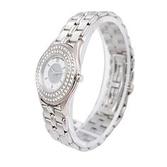 Ladies Mauboussin 26mm - 18K White Gold Watch With Mother of Peal Dial and Diamond Bezel. Pre-Owned #63683 Crystal: Sapphire. Gender: Women's. Brand: Mauboussin. Condition: Excellent. Case Back: Solid Case. Model Number: 63683. Case Dimensions: 26mm. Dial Color: Mother of Pearl. Movement: Quartz (Battery). Metal Type: 18K White Gold. Bracelet / Strap: 18K White Gold. Bracelet Size: Fits up to 6.5 Wrist. Bezel: 18K White Gold / Diamond Bezel. Box: Includes Aftermarket Wooden Mahogany Box. Service White Gold Bracelet, Gold Case, Bezel Diamond, Watch Brands, Gold Watch, Bracelet Sizes, White Gold Diamonds, Mother Of Pearl, Types Of Metal