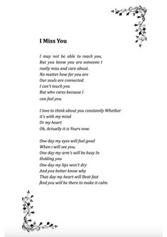 the poem i miss you is written in black and white