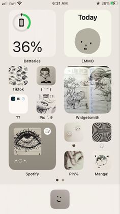 an iphone screen with various stickers on it