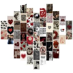 a collage of many different pictures with hearts and other things on them, all arranged in the shape of a heart