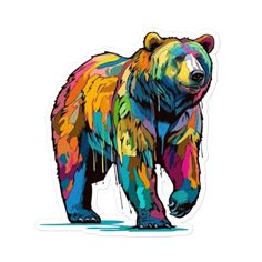 a colorful bear sticker on a white background