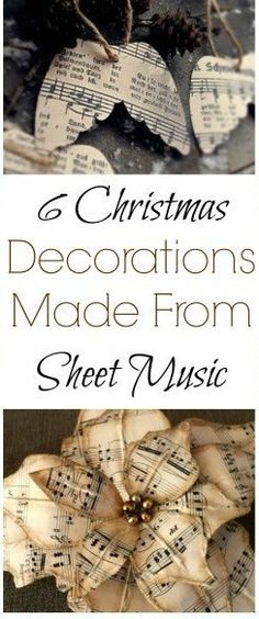 a christmas decoration made from sheet music is featured in the book, a christmas decorations made from sheet music