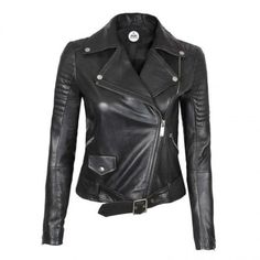 Women Black Quilted Motorcycle Style Jacket - Leather Jacket Asymmetrical Leather Jacket, Stylish Leather Jacket, Ladies Chiffon Shirts, Womens Black Leather Jacket, Shirt Blouses Women's, Black Order, Leather Outerwear, Lambskin Leather Jacket, Real Leather Jacket