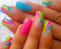 Bright Summer Nails Designs, Bright Nail Designs, Bright Summer Nails, Colorful Nails, Pretty Nail Art Designs