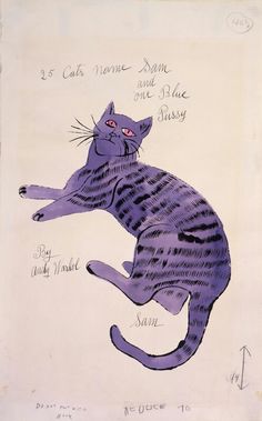 a drawing of a cat sitting on its hind legs with the caption's name written below it