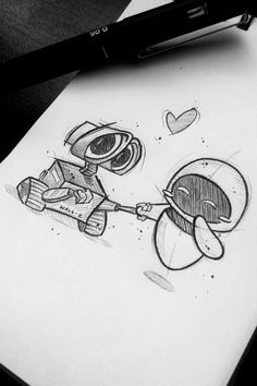 Tattoodo |  couples tattoo ideas unique meaningful Walle Y Eva, Easy Pencil Drawings, Disney Character Drawings, Easy Disney Drawings, Drawings For Boyfriend, Sweet Drawings, Disney Drawings Sketches, Couple Drawing, Couple Sketch