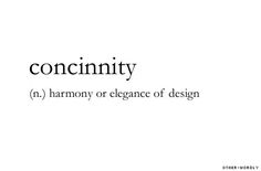 the word concinity is written in black ink on a white background with an image of