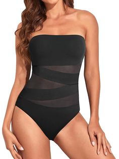 If you are a girl who loves to always be in fashion, even on those summer days, where we like to go to the beach. You can't stop carrying a swimsuit of the latest trends in your suitcase. This beautiful one piece swimsuit is impressive. It has a top with one shoulder and a high-cut bikini. It is made in a soft 82% nylon and 18% lycra. You will get an ultra chic look if you have a beach event. Strapless. Color may be lighter or darker depending of the device it is displayed. Unique Bathing Suits, Cutout Swimwear, Strapless One Piece, Simple Swimsuit, Modest Top, Bandeau Bathing Suits, Strapless Swimsuit, Halter Swimwear, Strapless Bandeau