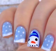 Snowmen Antifungal Nail Polish, Pastel Blue Nails, Fingernail Designs, Nails Tumblr, Holiday Nail Art, The Nights, Winter Nail Art, Winter Nail Designs