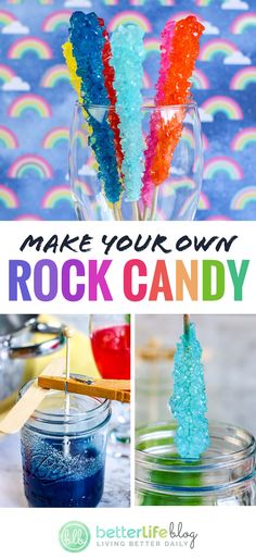 make your own rock candy recipe for the kids to enjoy and play with it's colors