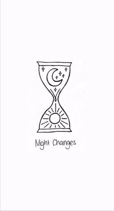 the logo for night changes is drawn in black and white with an hourglass on it