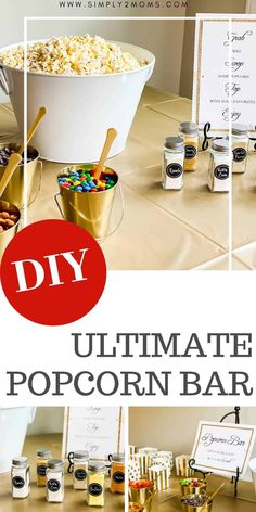 the ultimate popcorn bar is ready to be served at your wedding or any special event