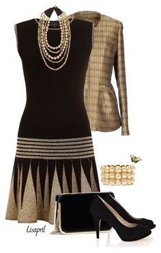 Work Dresses Outfits, Black And Gold Dress, Stylish Eve, Work Chic, Looks Chic, Dressy Outfits, Inspiration Mode, Work Attire, Gold Dress