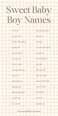 a baby name chart with the names of its babies