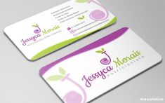 two business cards with the logo for jeseyca monsis on top and bottom