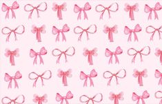 pink bows are arranged in rows on a light pink background for wallpaper or fabric