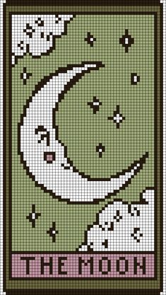 a cross stitch pattern with the moon and stars on it, as well as an image of