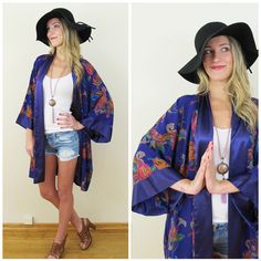 90s Victoria's Secret Purple Floral Satin Robe by retrorocketgirl One Size Fits All, Dream Closet