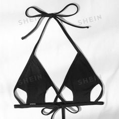 New, Never Worn! It’s A Size Medium And I Couldn’t Find Any Flaws. Feel Free To Send Any Questions Or Offers And All Purchases Come With A Small Gift! Black Triangle Top Swimwear With Cutout, Black Cutout Triangle Top Swimwear, Black Stretch Halter Top For Swimming, Summer Black Halter Top For Club, Trendy Black Triangle Top Swimwear, Black Halter Top For Club In Summer, Black Halter Top For Club And Summer, Black Halter Top For Summer Clubbing, Black Halter Top For Beach In Spring